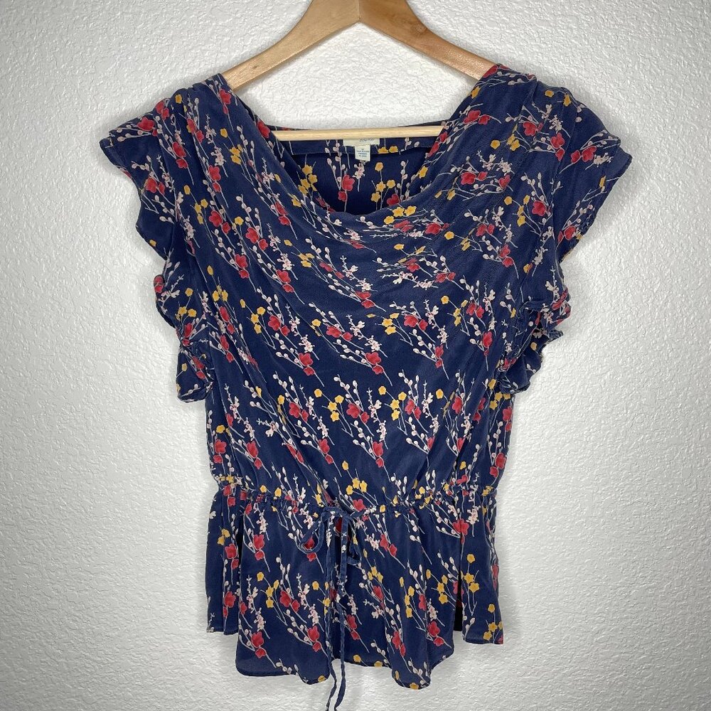Anthropologie Odille blouse Sz Small Silk Floral Cottagecore
